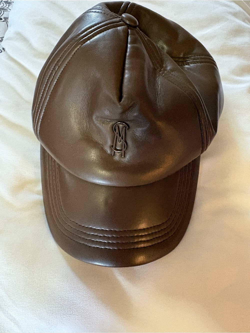 Steve Madden Brown Leather Baseball Cap